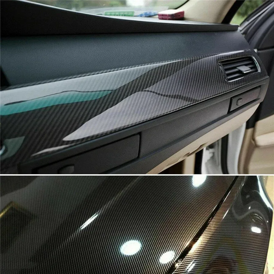 7D Carbon Fiber Vinyl Wrap, Self Adhesive Film, Waterproof Wrap Roll - Red β photo 3