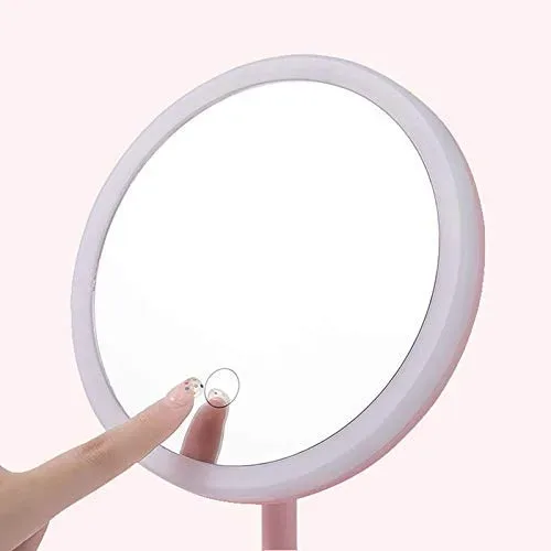 Portable Magnifying Makeup Mirror with Rechargeable LED Lights - Pink — photo 4