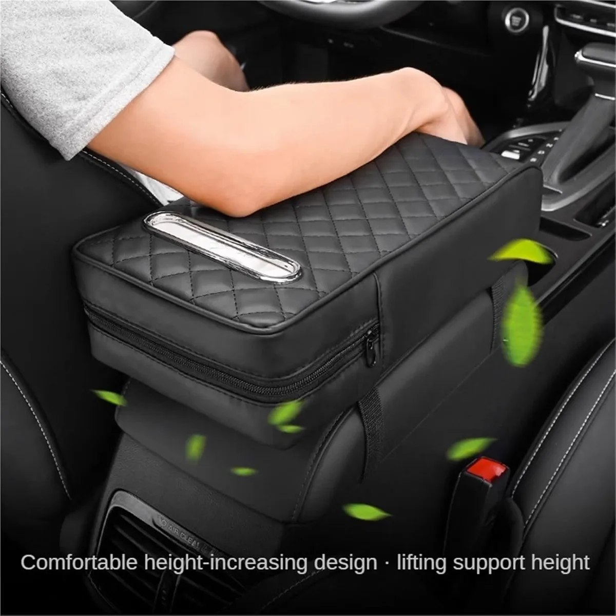 Car Console Armrest Cover with Memory Foam Cushion & Tissue Storage - Grey — photo 2