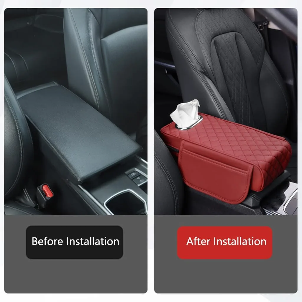 Car Console Armrest Cover with Memory Foam Cushion & Tissue Storage - Grey β photo 4