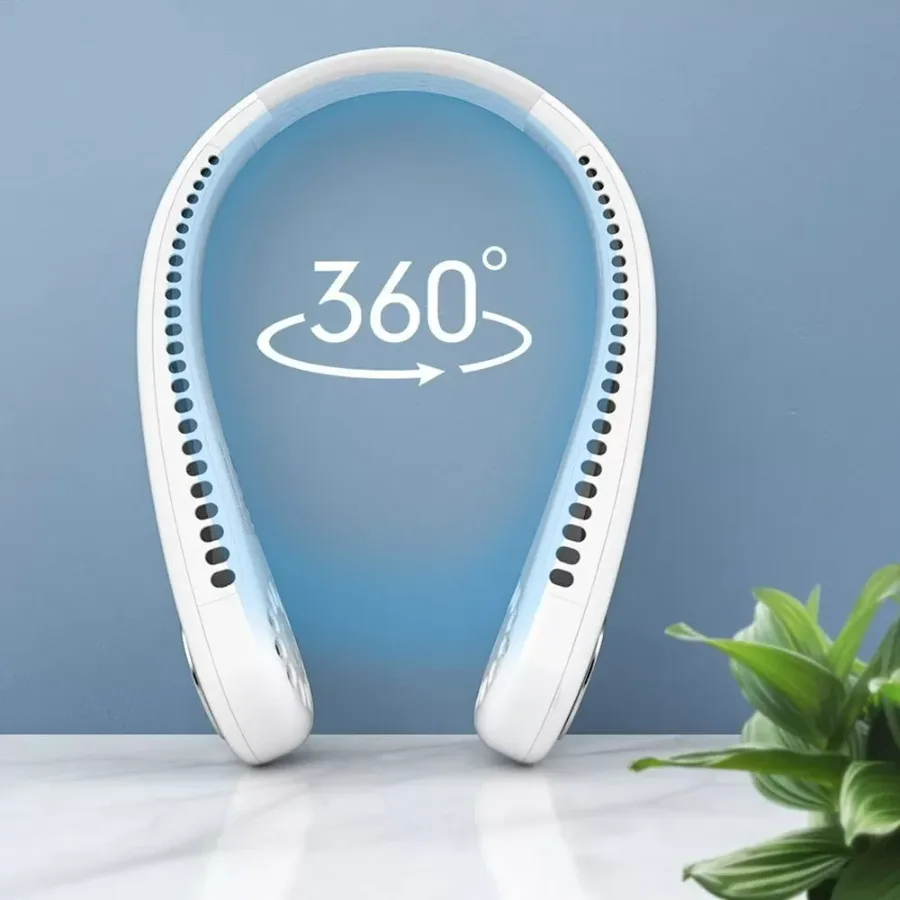 Portable Neck Fan – Hands-Free Bladeless Wearable Fan with Rechargeable Battery - White — photo 5