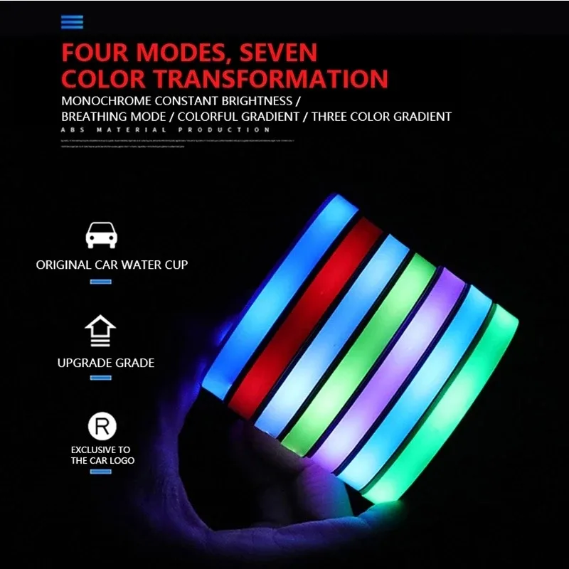 Car LED Light Cup Mat – 7 Color Atmosphere Pad - Mercedes — photo 2