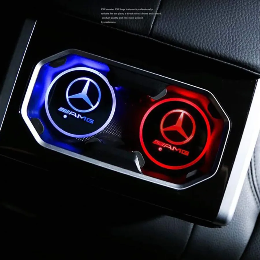 Car LED Light Cup Mat – 7 Color Atmosphere Pad - Mercedes — photo 3