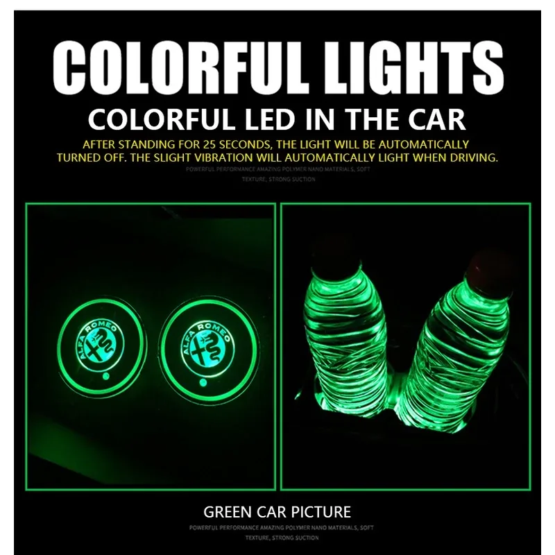 Car LED Light Cup Mat – 7 Color Atmosphere Pad - Mercedes — photo 5