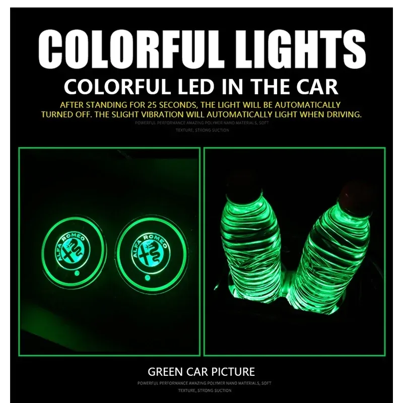 Car LED Light Cup Mat – 7 Color Atmosphere Pad - Honda — photo 5