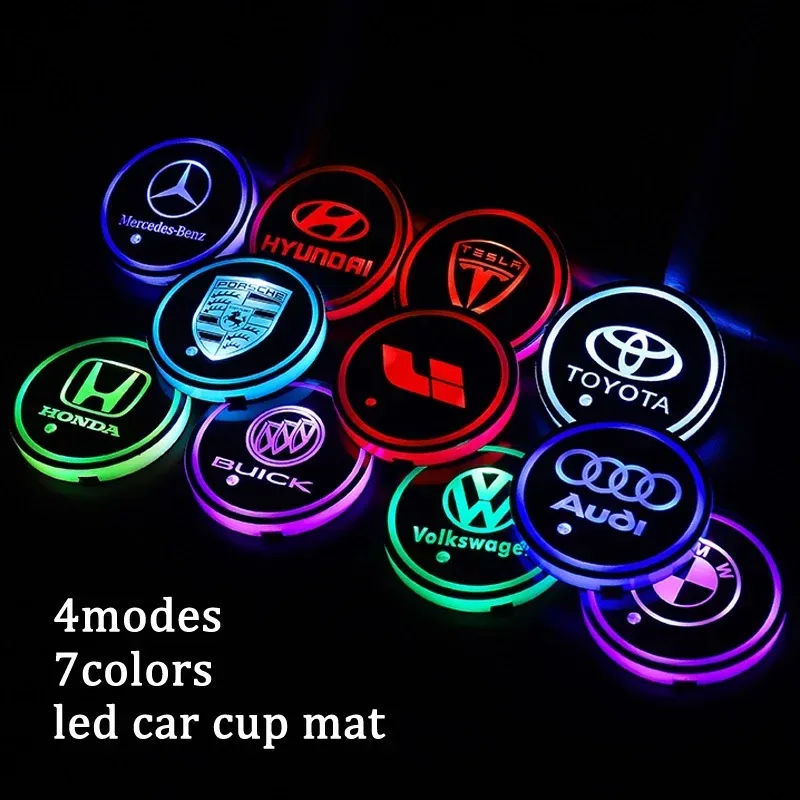 Car LED Light Cup Mat – 7 Color Atmosphere Pad - Subaru