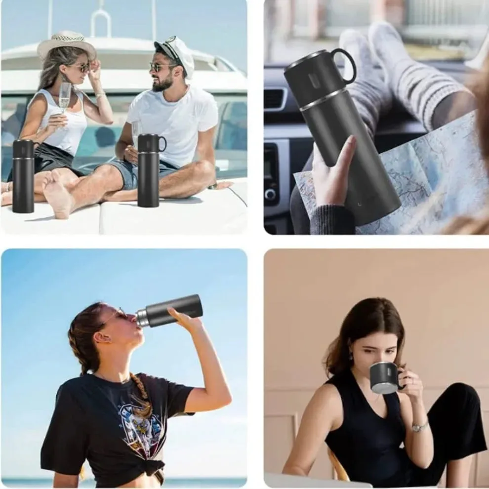 Thermos With Cups Double Wall Stainless Steel 500ml Vacuum Flask - Darkblue β photo 6