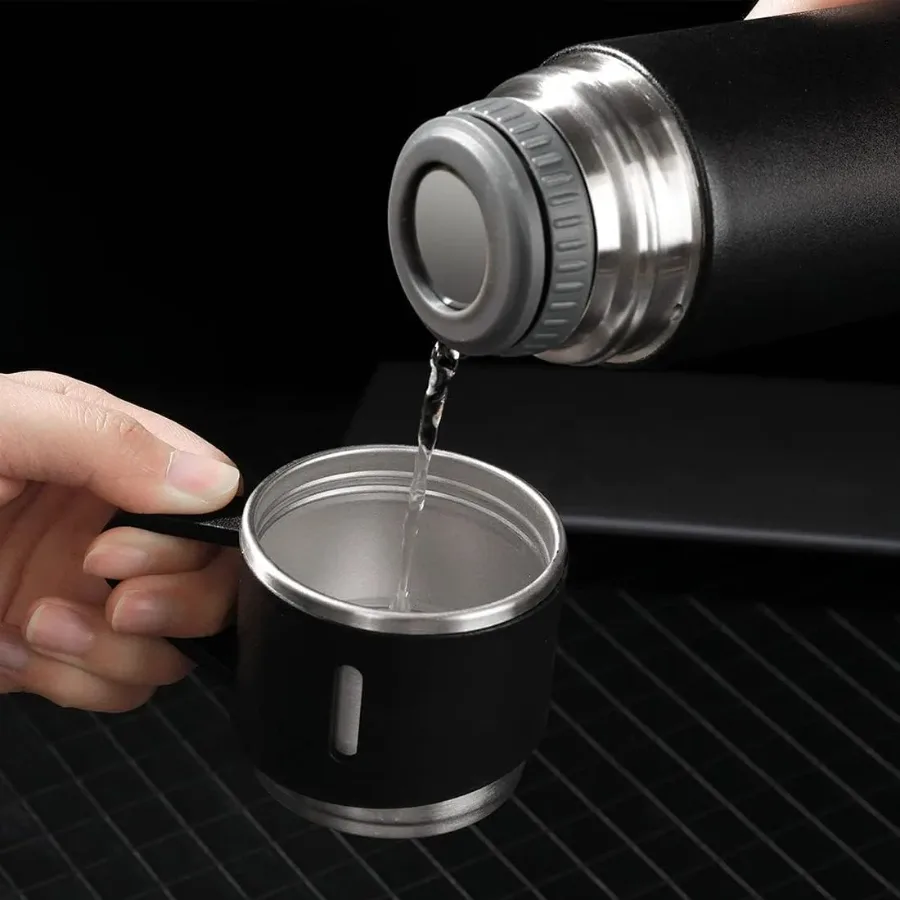 Thermos With Cups Double Wall Stainless Steel 500ml Vacuum Flask - Light green β photo 2