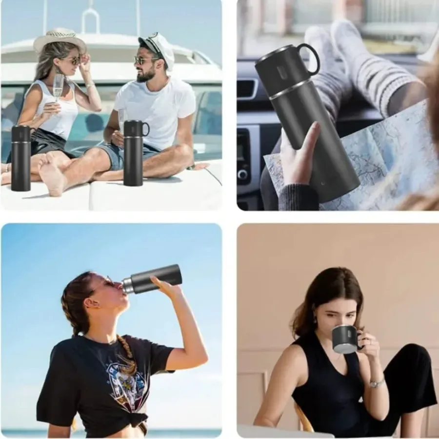 Thermos With Cups Double Wall Stainless Steel 500ml Vacuum Flask - Light green β photo 6
