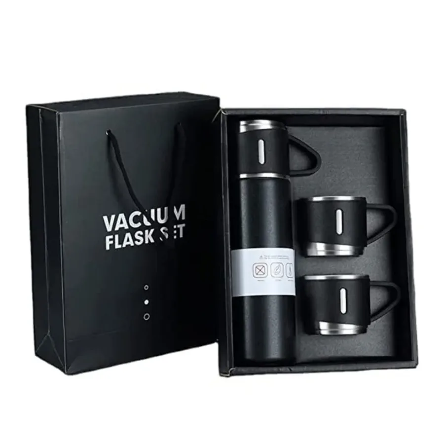 Thermos With Cups Double Wall Stainless Steel 500ml Vacuum Flask - Black — photo 7