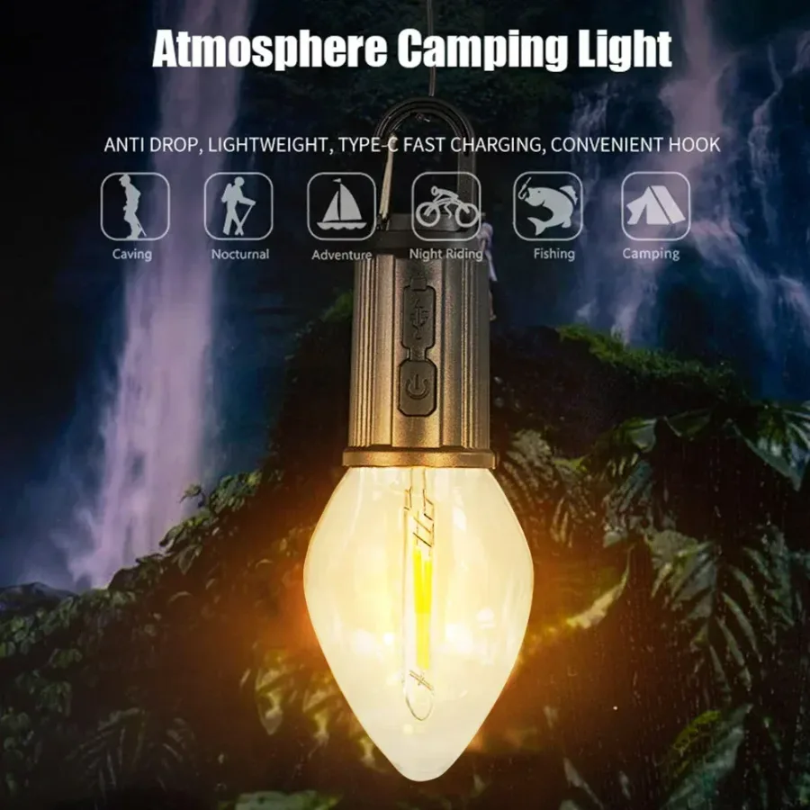 Portable Camping Lamp 600mAh LED with Hanging Portable Lighting Type C Charging Waterproof - T03
