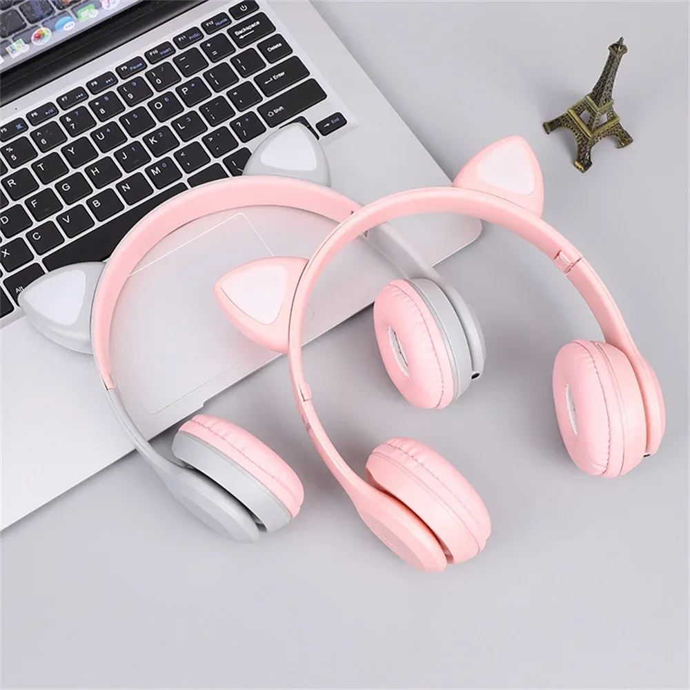Cat Ears Bluetooth Wireless Headphone With Mic - White — photo 3