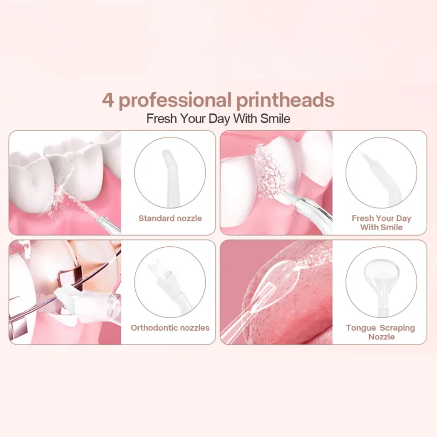 Professional Oral Irrigator for Teeth & Gums with 4 Jet Tips, 3 Modes & 360° Rotation , Water Dental Flosser - White — photo 5