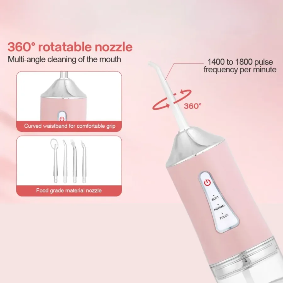 Professional Oral Irrigator for Teeth & Gums with 4 Jet Tips, 3 Modes & 360° Rotation , Water Dental Flosser - Black — photo 6