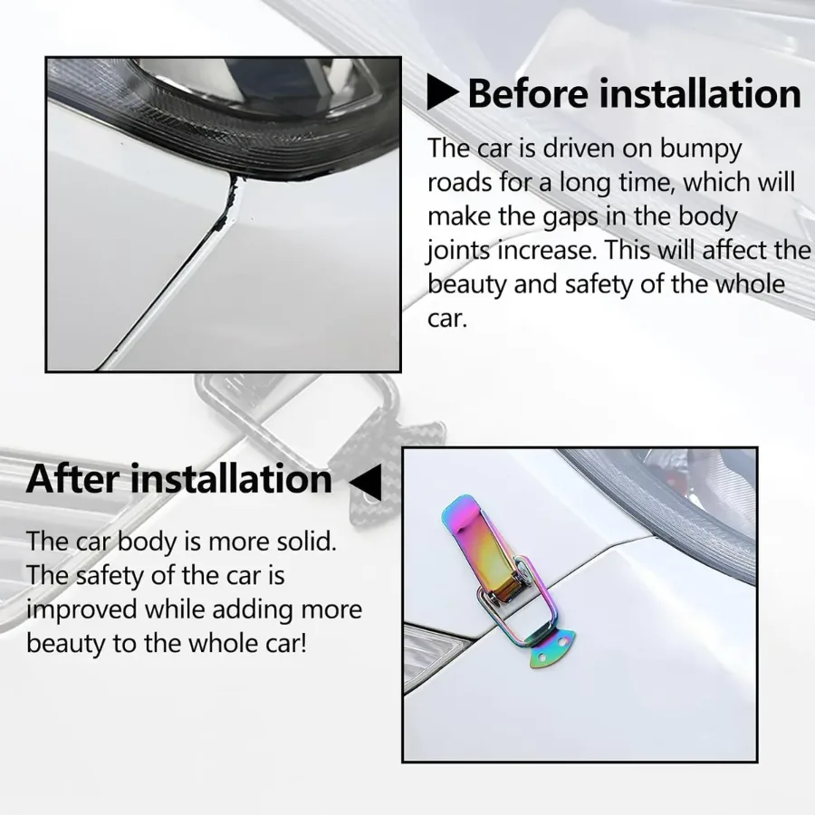 2PCS Colorful Stainless Steel Bumper Quick Release Fasteners – Universal Front & Rear Car Clips - Silver — photo 2