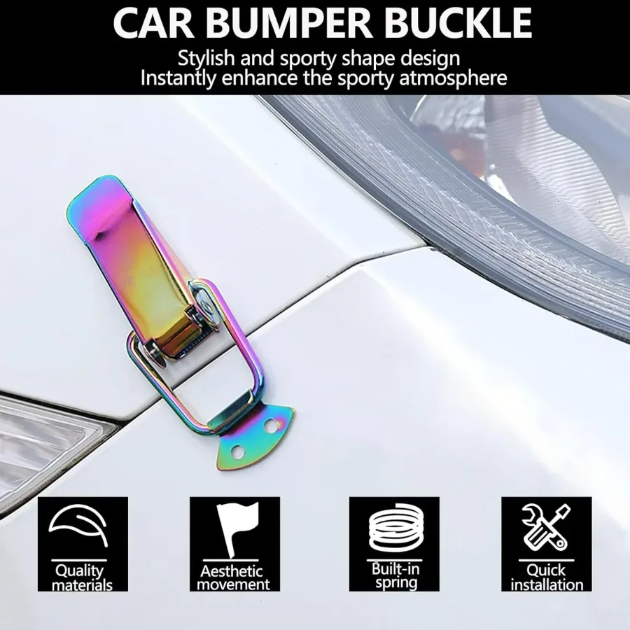 2PCS Colorful Stainless Steel Bumper Quick Release Fasteners – Universal Front & Rear Car Clips - Black — photo 3
