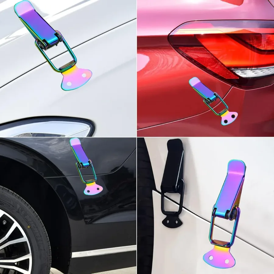 2PCS Colorful Stainless Steel Bumper Quick Release Fasteners – Universal Front & Rear Car Clips - Pink — photo 5