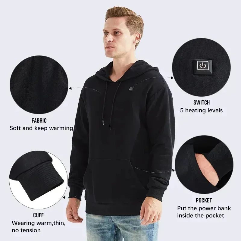 Self-Heating Hoodies for Men Women - Black / XL β photo 3