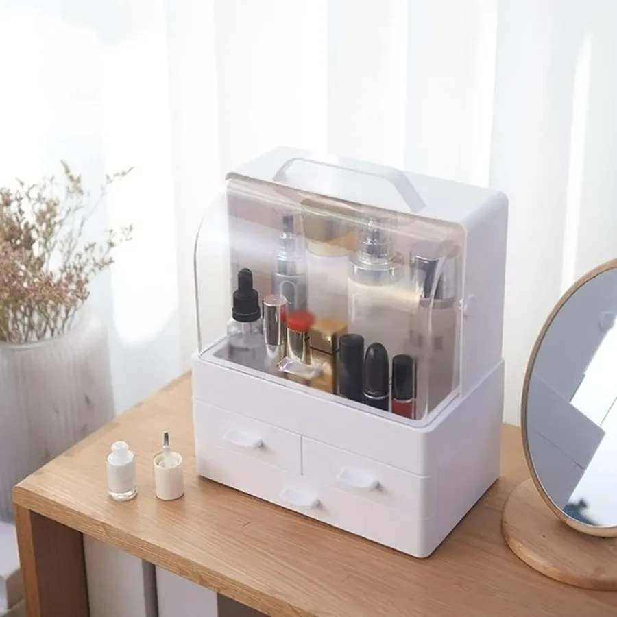 Makeup Organiser, Portable Skin Care Display Case with 3 Drawer - Pink — photo 2
