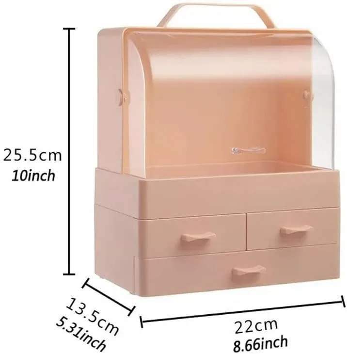 Makeup Organiser, Portable Skin Care Display Case with 3 Drawer - Pink — photo 4