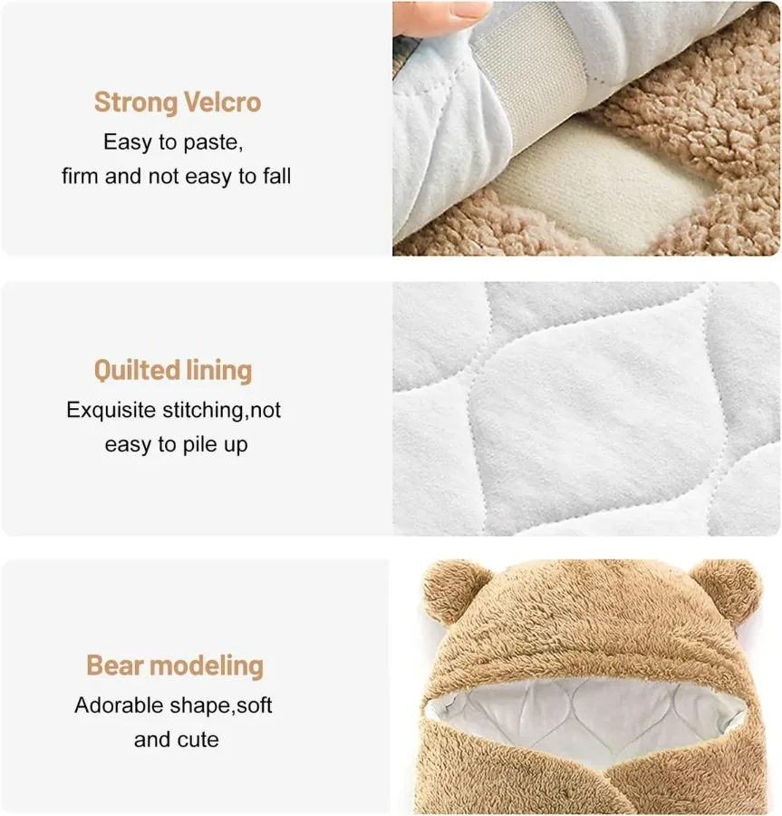 Baby Blanket with Hood – Cozy & Adjustable Swaddle for 0-6 Months - Blue — photo 2