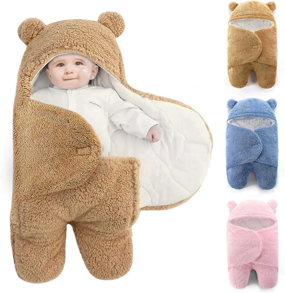 Baby Blanket with Hood – Cozy & Adjustable Swaddle for 0-6 Months - Blue — photo 4
