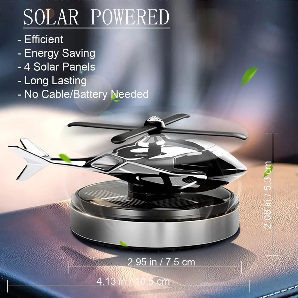Solar Powered Helicopter Car Air Freshener Rotating Aromatherapy Diffuser for Car, Home & Office - Army β photo 5