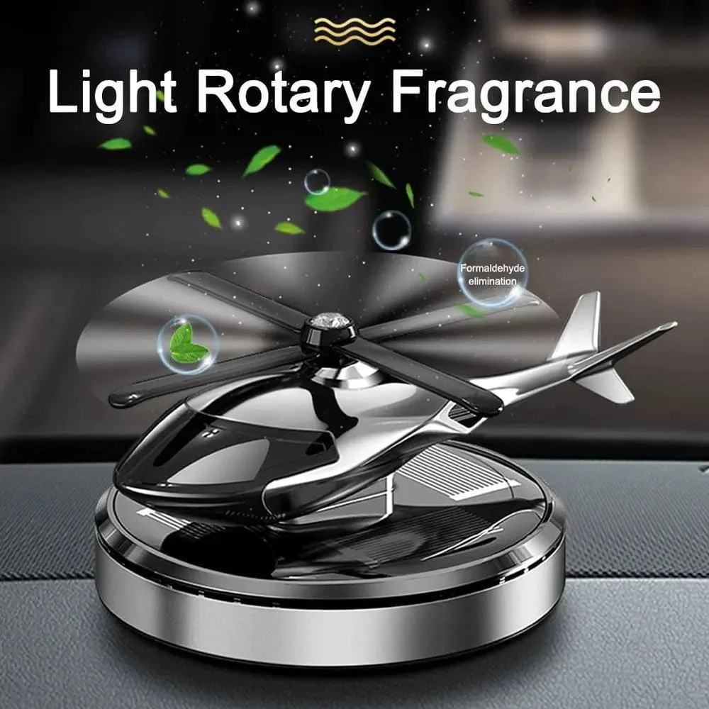 Solar Powered Helicopter Car Air Freshener Rotating Aromatherapy Diffuser for Car, Home & Office - Black β photo 7