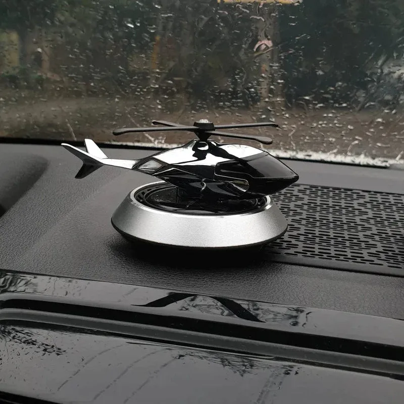 Solar Powered Helicopter Car Air Freshener Rotating Aromatherapy Diffuser for Car, Home & Office - Black — photo 8