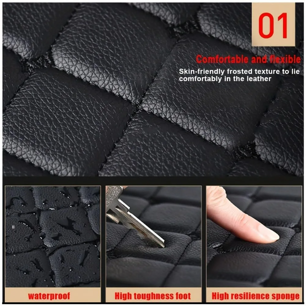 4pcs Leather Car Floor Mats - Camel and Beige line β photo 6