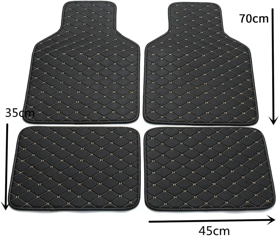 4pcs Leather Car Floor Mats - Black and Red line — photo 8
