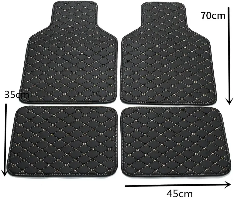 4pcs Leather Car Floor Mats - Brown and beige line — photo 8