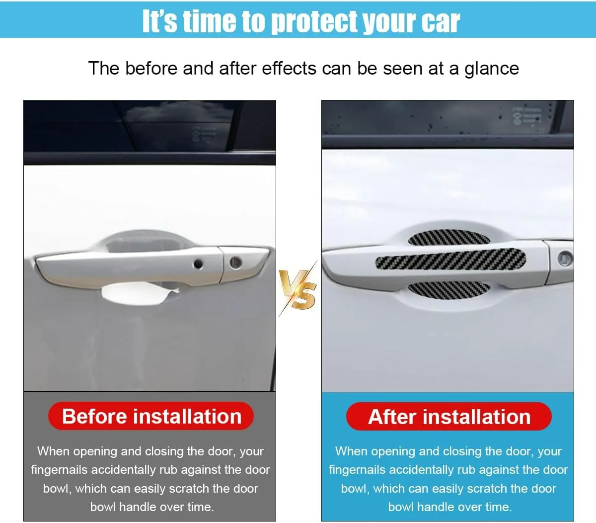 8PCS/SET Carbon Fiber Car Door Handle Protector Cover Inner Bowl Anti Scratch Sticker - Renault — photo 6