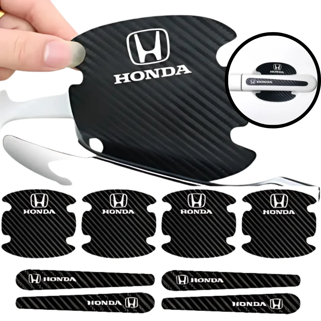 8PCS/SET Carbon Fiber Car Door Handle Protector Cover Inner Bowl Anti Scratch Sticker - Mitsubishi