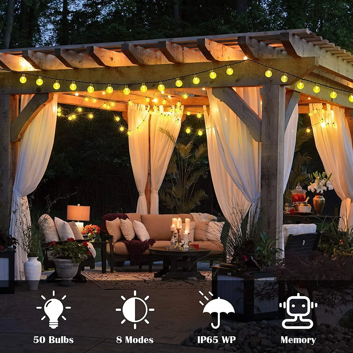 Solar String Lights, 1 Pack Outdoor String Light 50 LED 5 Meter Waterproof Solar Powered Christmas - Colorful light — photo 2