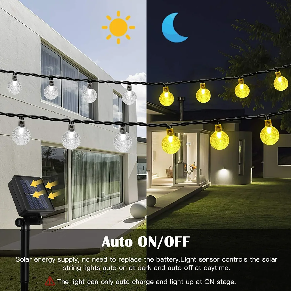 Solar String Lights, 1 Pack Outdoor String Light 50 LED 5 Meter Waterproof Solar Powered Christmas - Colorful light — photo 3
