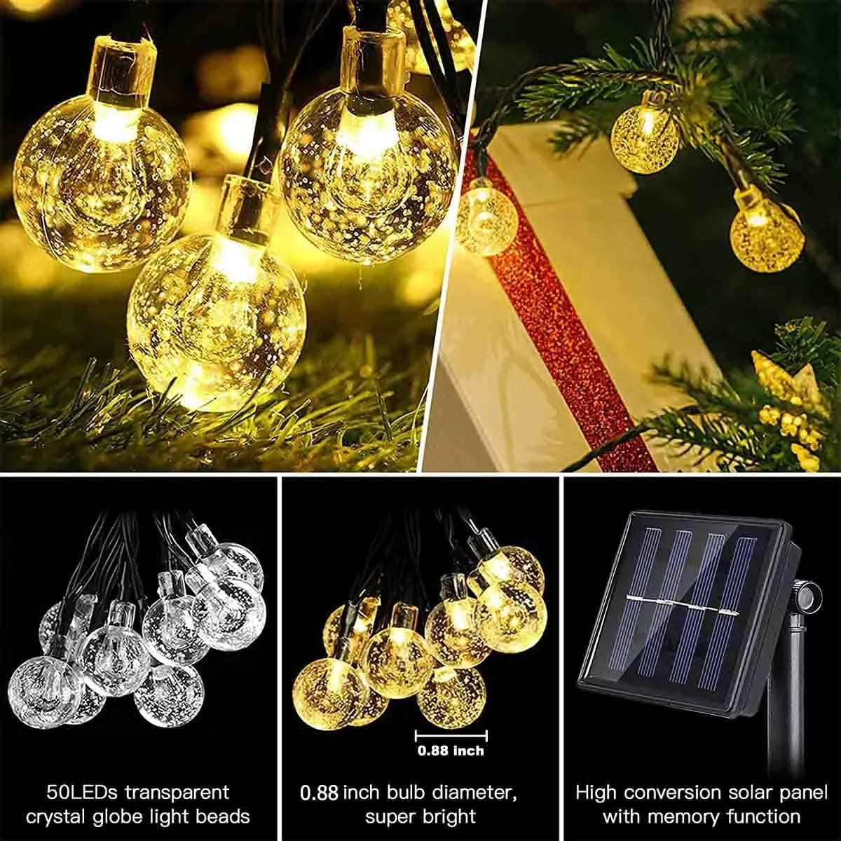 Solar String Lights, 1 Pack Outdoor String Light 50 LED 5 Meter Waterproof Solar Powered Christmas - Colorful light β photo 5