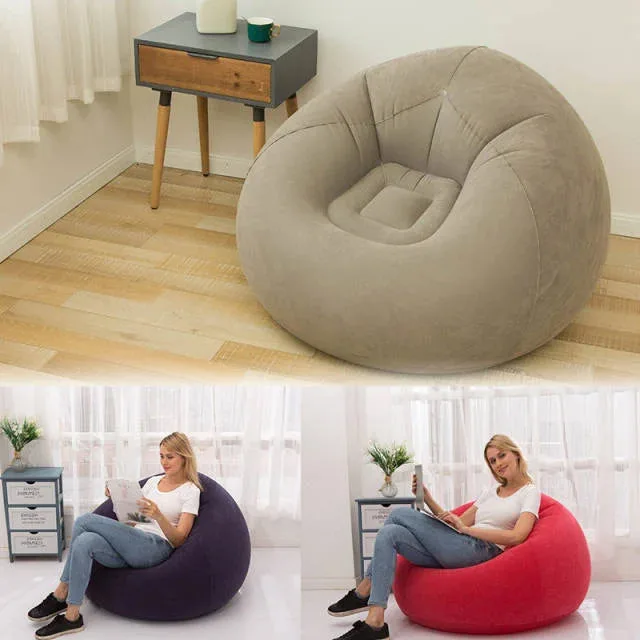 Large Lazy Inflatable Sofa Chairs PVC Lounger Seat Pouf Puff Couch - Red — photo 2