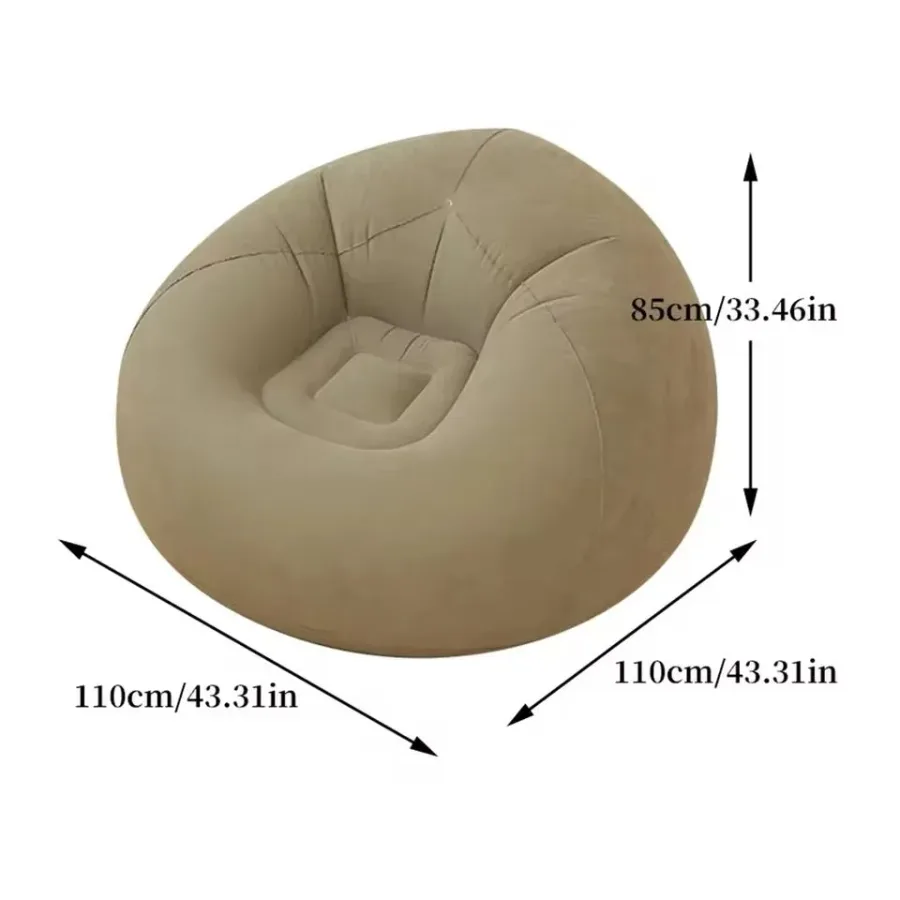Large Lazy Inflatable Sofa Chairs PVC Lounger Seat Pouf Puff Couch - light grey β photo 6