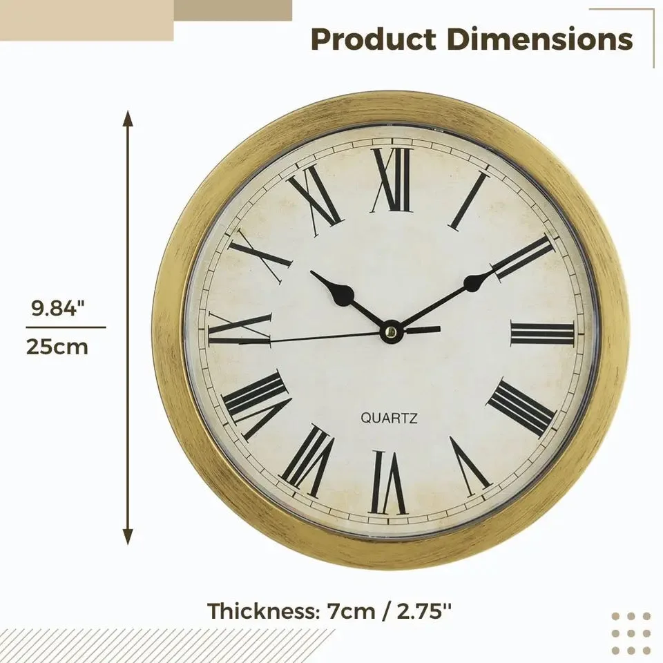 Hidden Clock Safe Gold Or Silver Color Retro Round Wall clock - Silver β photo 6