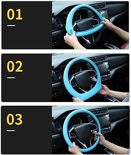 Universal Solid Color Anti-slip Silicone Car Steering Wheel Protective Cover - Pink — photo 7