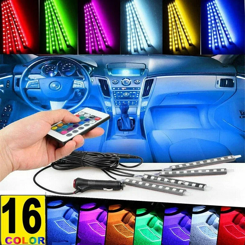 Car Rgb 4 Pcs Waterproof Led Light Strip Remote Or Bluetooth Control - Usb Input + Bluetooth Phone Control — photo 4