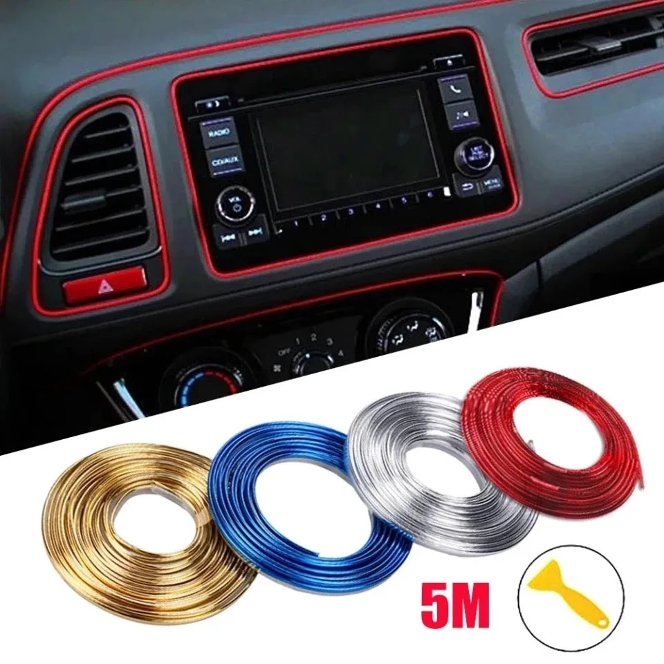 5 Meter Car Interior & Exterior Decoration Trim Strip line Dashboard - Gold β photo 2