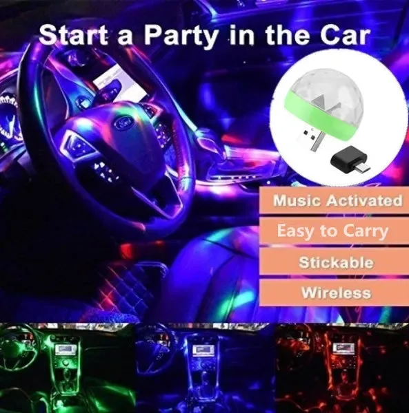 Car LED Light Small Magic Ball Lamp Crystal RGB LED 4W Sound Control Disco Party Music for Android - Without Music Control β photo 3
