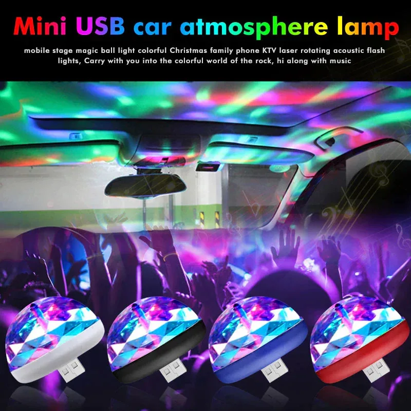 Car LED Light Small Magic Ball Lamp Crystal RGB LED 4W Sound Control Disco Party Music for Android - Without Music Control — photo 5