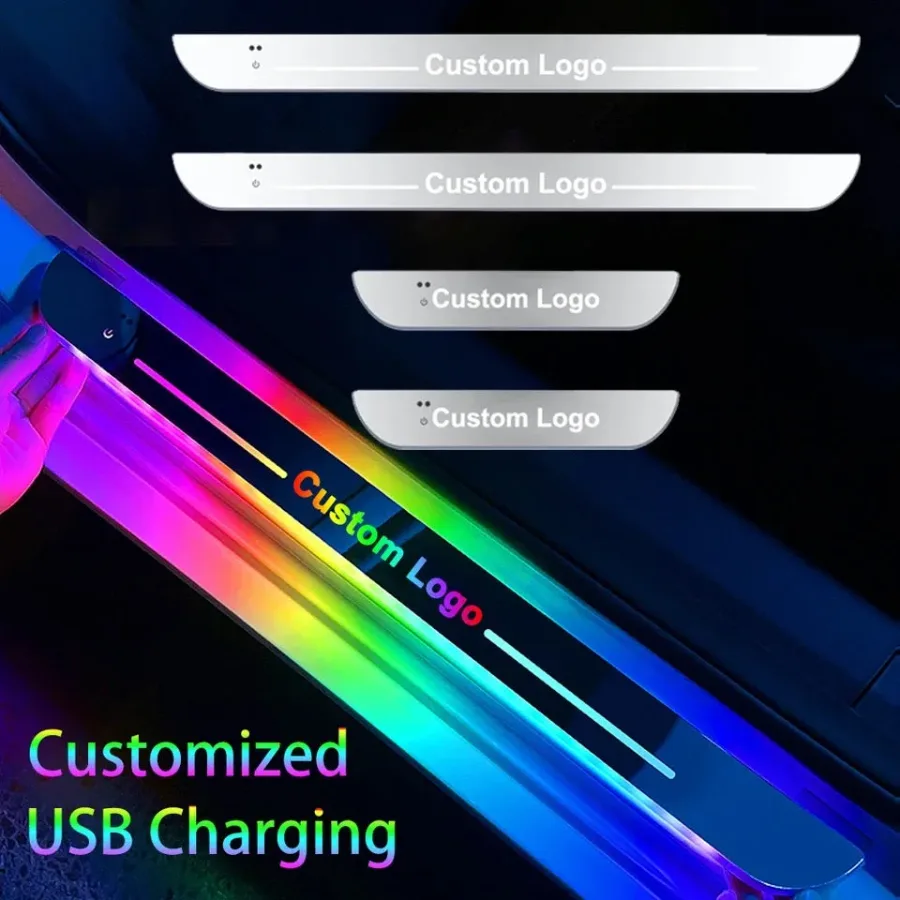 4 Pieces Car Door Logo Led Moving Door Scuff USB - Mercedes