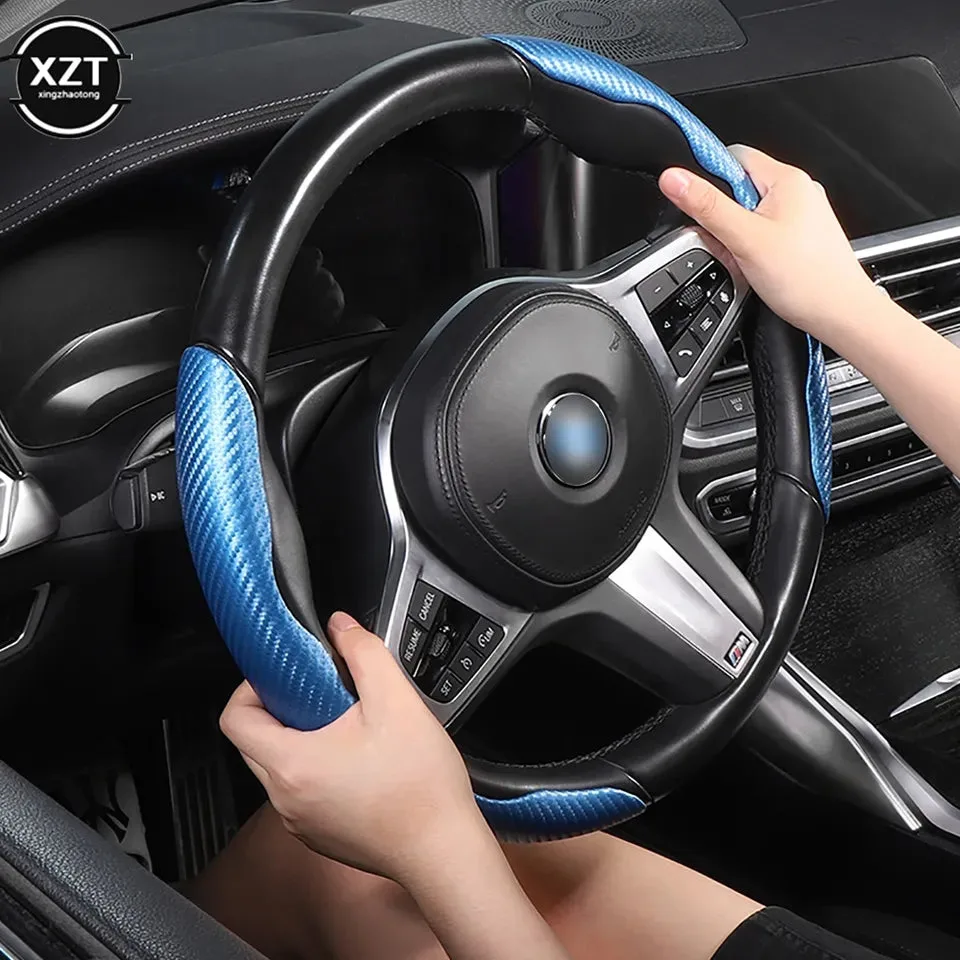 Car carbon fiber steering wheel cover non slip - Red β photo 4