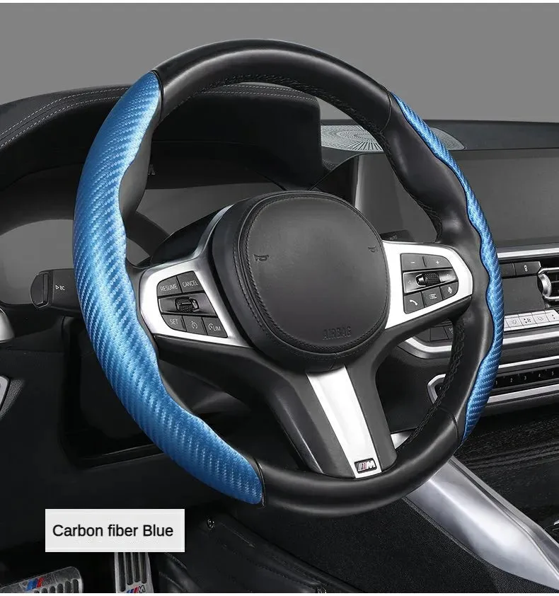 Car carbon fiber steering wheel cover non slip - Shiny Red β photo 6