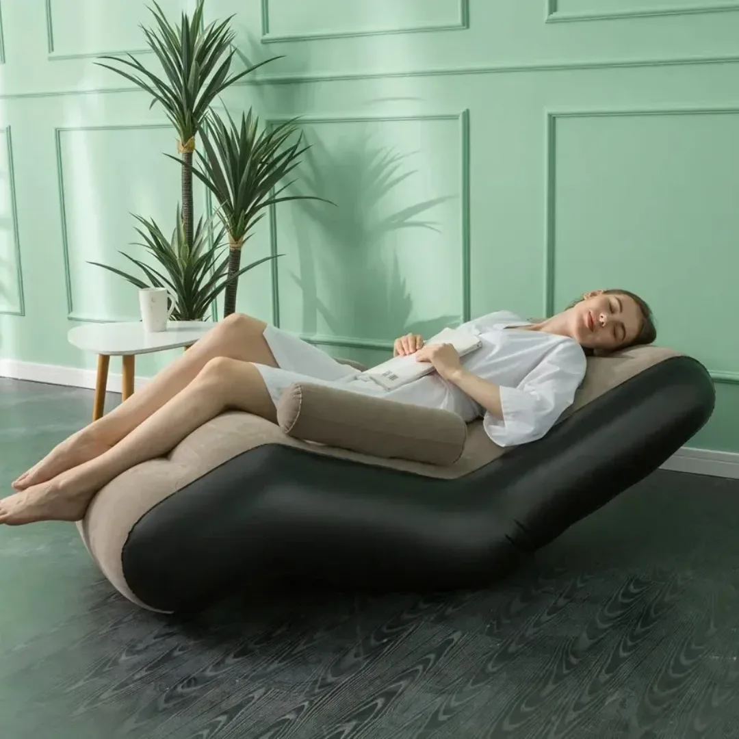 Lazy Inflatable Sofa, S-shaped Sofa - Brown Grey β photo 2