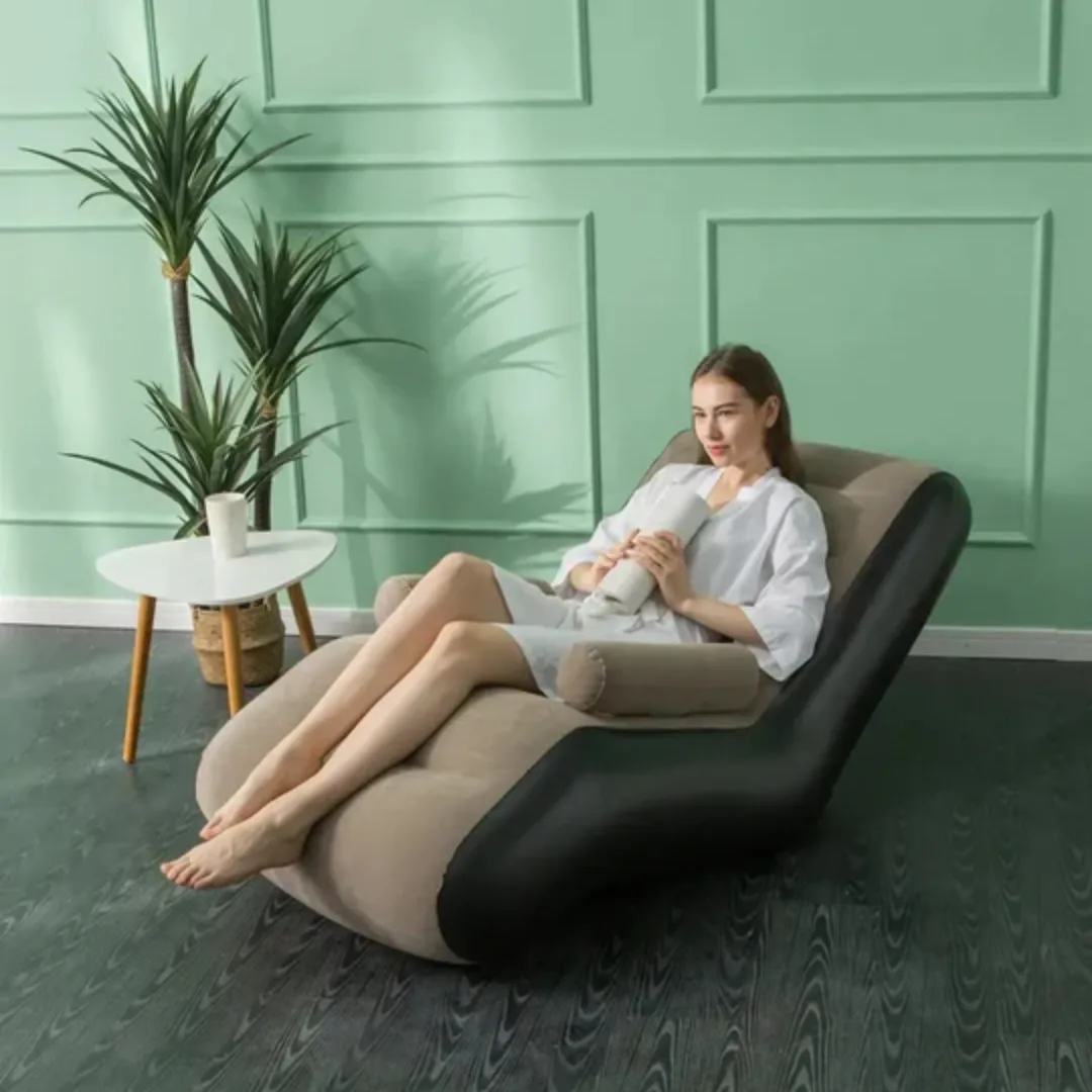 Lazy Inflatable Sofa, S-shaped Sofa - Brown Grey β photo 3